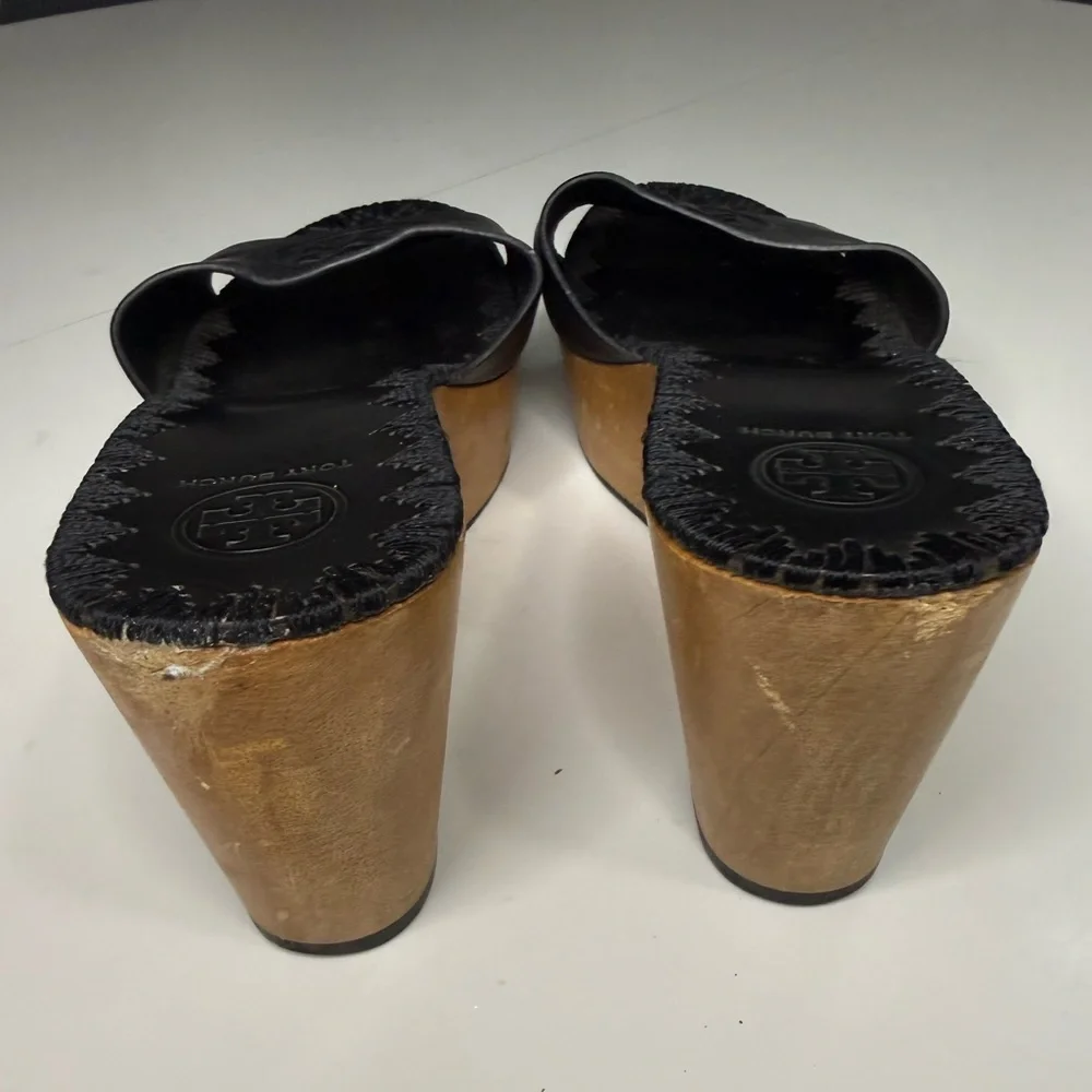 Tory Burch Black Leather Slide Sandals